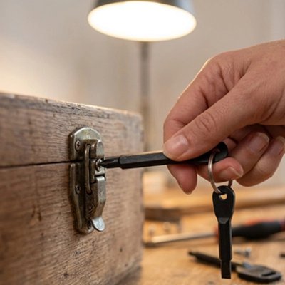 Tournevis porte clé pour montage de petite serrure de coffre