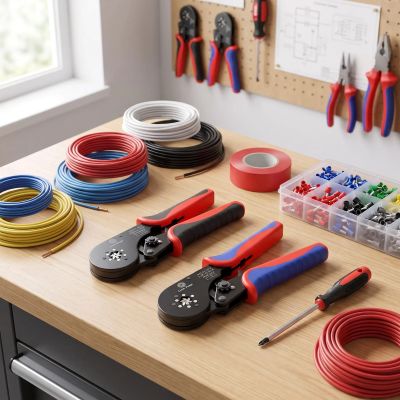 Pince à sertir HSC12 16-6  sur établi de câblage électrique