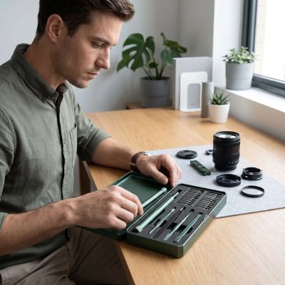 Tournevis de précision rangé par Marc dans un coffret personnel