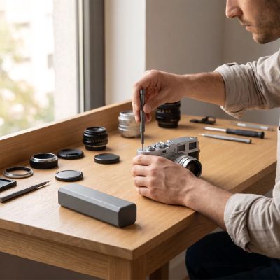 Tournevis de précision utilisé par un photographe
