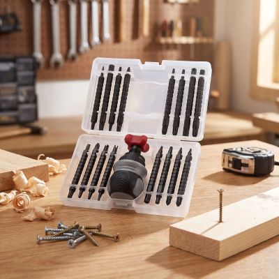 Tournevis modulaire manche et ses 32 embouts dans un organisateur