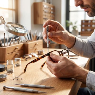 tournevis plat précision utilisé par opticien lunetier sur branche lunette