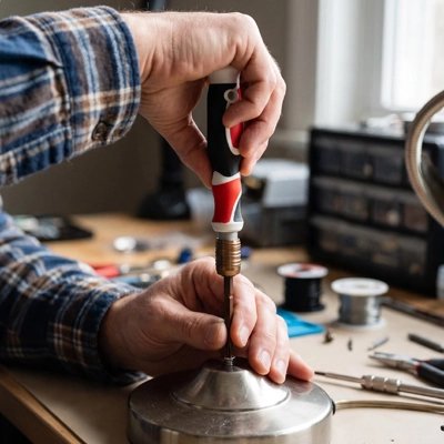 Tournevis utilisé par quelqu'un ajustant un composant mécanique